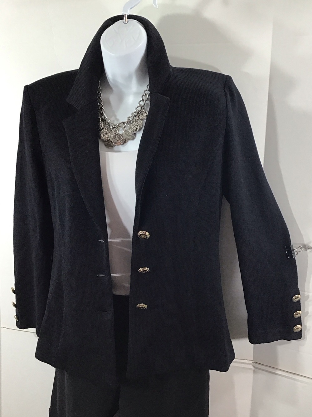 St John Basic black Santana knit 3 button classic blazer